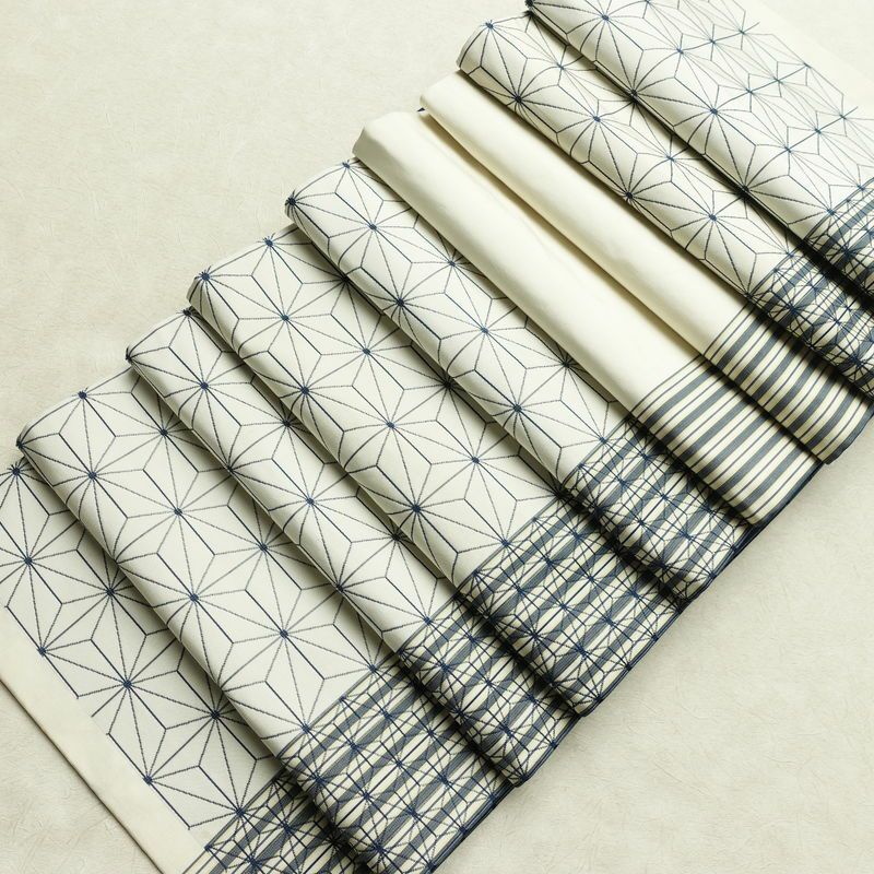 名古屋帯 六通柄 正絹 麻の葉柄 通し仕立て なごや帯 リサイクル帯 帯 白_画像20