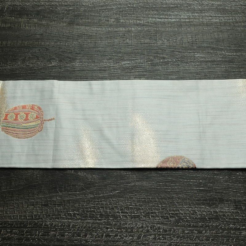 名古屋帯 六通柄 正絹 古典柄 名古屋仕立て なごや帯 リサイクル帯 帯 箔 青・紺_画像15