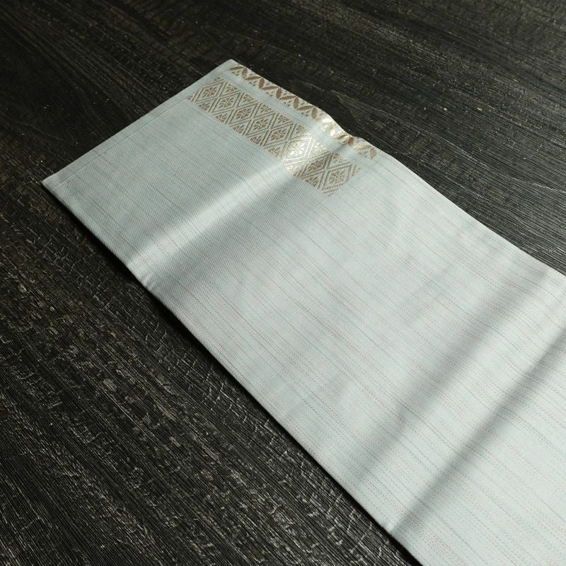 名古屋帯 六通柄 正絹 古典柄 名古屋仕立て なごや帯 リサイクル帯 帯 箔 青・紺_画像18