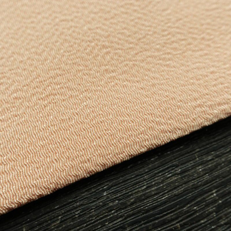 名古屋帯 太鼓柄 縮緬 正絹 木の葉・植物柄 名古屋仕立て なごや帯 リサイクル帯 帯 箔 金彩 シンプル ピンク_画像12