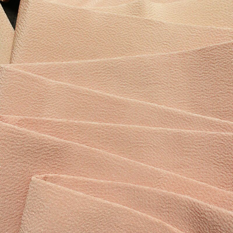 名古屋帯 太鼓柄 縮緬 正絹 木の葉・植物柄 名古屋仕立て なごや帯 リサイクル帯 帯 箔 金彩 シンプル ピンク_画像17