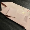 名古屋帯 太鼓柄 縮緬 正絹 木の葉・植物柄 名古屋仕立て なごや帯 リサイクル帯 帯 箔 金彩 シンプル ピンク_画像21