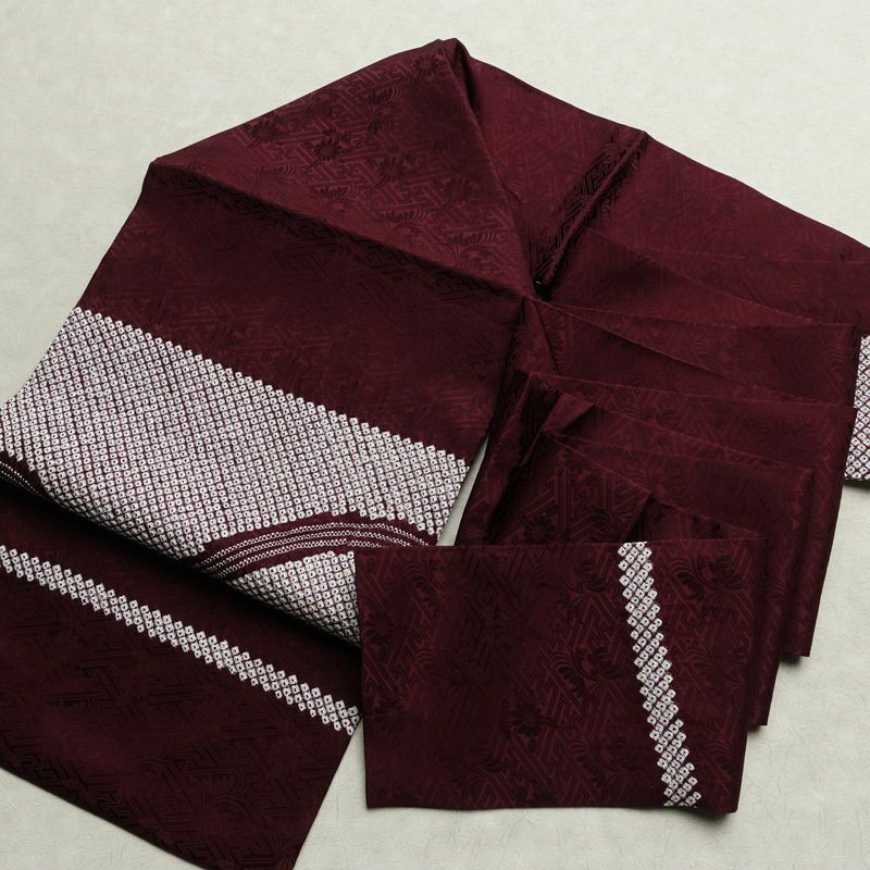 名古屋帯 太鼓柄 良品 絞り 綸子 正絹 幾何学柄・抽象柄 名古屋仕立て なごや帯 リサイクル帯 帯 モダン 紫・藤色_画像16