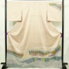 訪問着 正絹 幾何学柄・抽象柄 袷仕立て 身丈167cm 裄丈66.5cm リサイクル着物 着物 フォーマル ベージュ_画像1