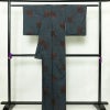 大島紬 証紙あり 正絹 幾何学柄・抽象柄 袷仕立て 身丈161.5cm 裄丈61.5cm リサイクル着物 一部しつけ糸付き 着物 青・紺_画像2