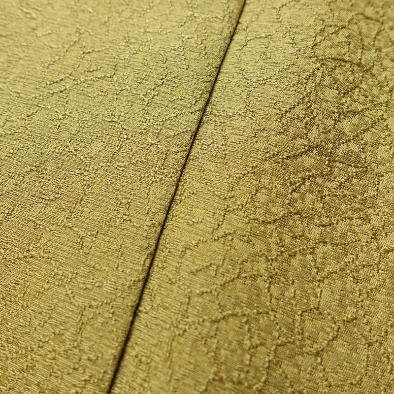 色無地 一つ紋付き 正絹 幾何学柄・抽象柄 袷仕立て 身丈158cm 裄丈65.5cm リサイクル着物 着物 ぼかし お茶会 フォーマル 黄・黄土色_画像9