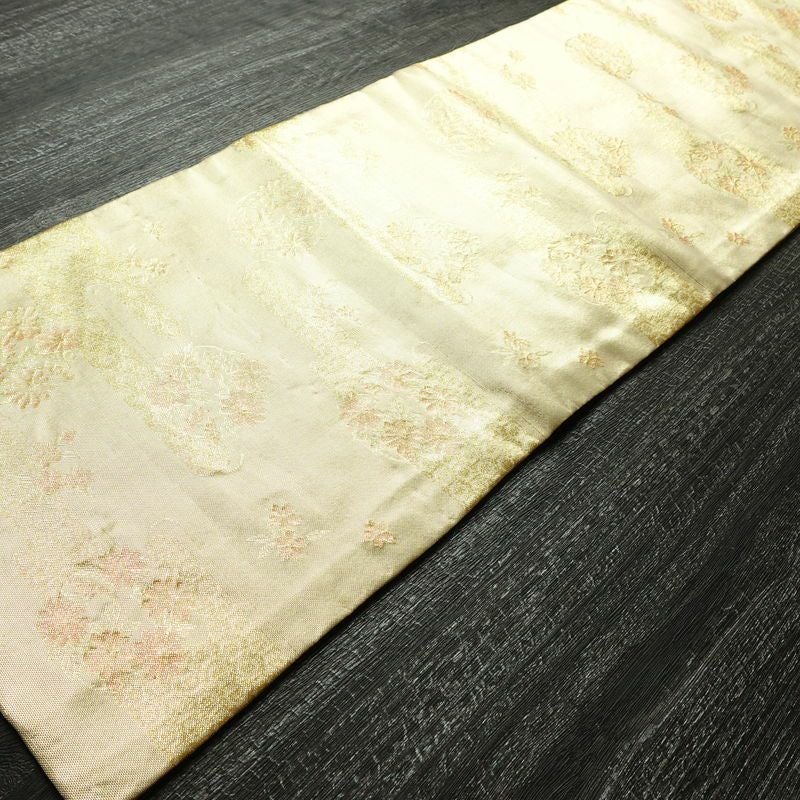 名古屋帯 全通柄 正絹 古典柄 名古屋仕立て なごや帯 リサイクル帯 帯 箔 金・銀_画像8