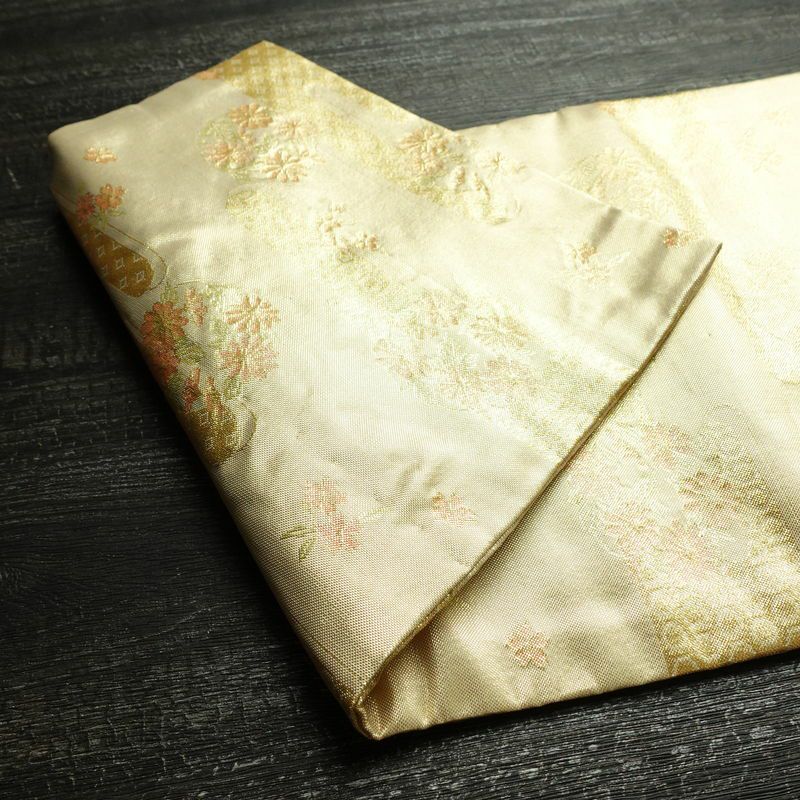 名古屋帯 全通柄 正絹 古典柄 名古屋仕立て なごや帯 リサイクル帯 帯 箔 金・銀_画像9