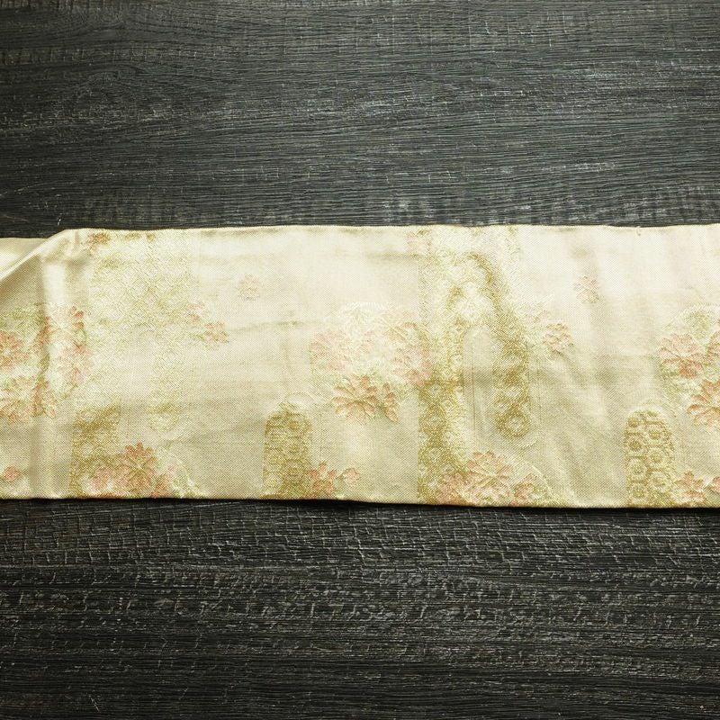 名古屋帯 全通柄 正絹 古典柄 名古屋仕立て なごや帯 リサイクル帯 帯 箔 金・銀_画像13