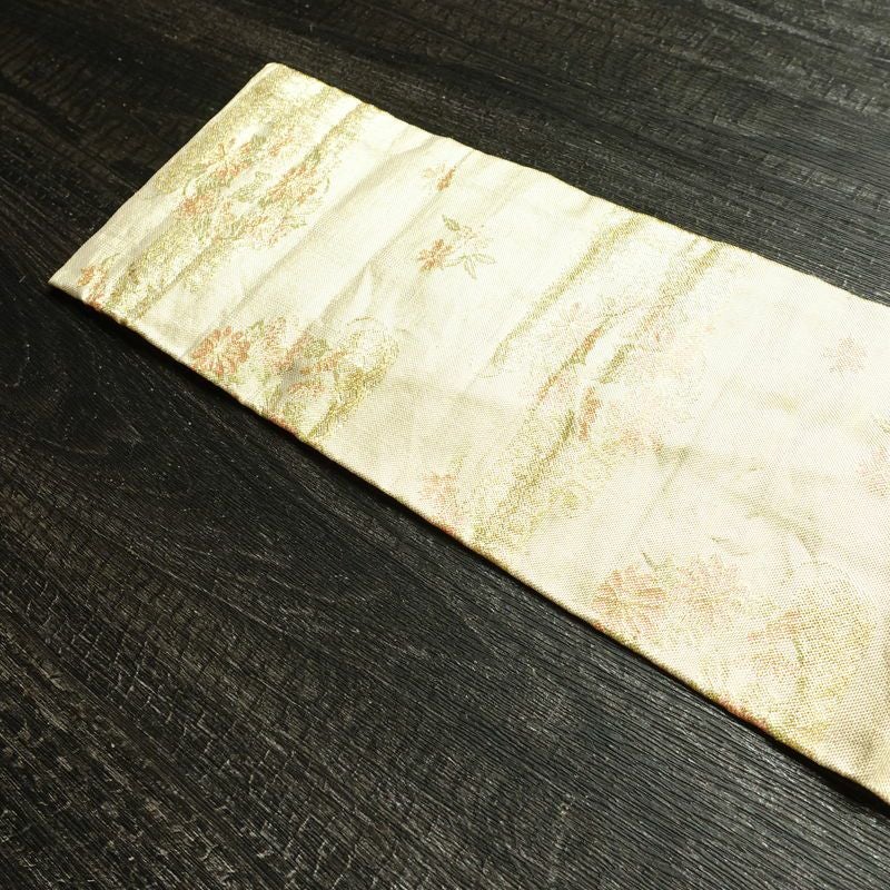 名古屋帯 全通柄 正絹 古典柄 名古屋仕立て なごや帯 リサイクル帯 帯 箔 金・銀_画像15