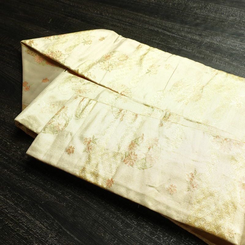名古屋帯 全通柄 正絹 古典柄 名古屋仕立て なごや帯 リサイクル帯 帯 箔 金・銀_画像20