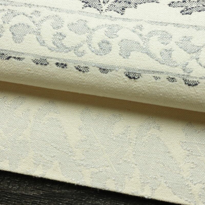 名古屋帯 六通柄 良品 正絹 幾何学柄・抽象柄 松葉仕立て なごや帯 リサイクル帯 帯 紬地 白_画像7