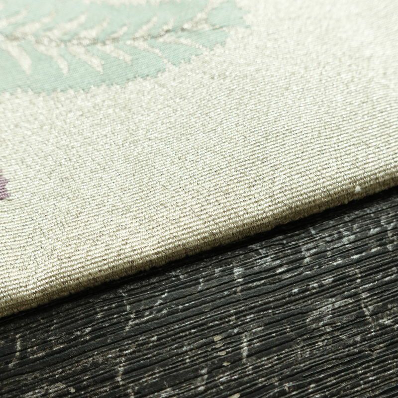 名古屋帯 太鼓柄 正絹 木の葉・植物柄 松葉仕立て なごや帯 リサイクル帯 帯 金・銀_画像13