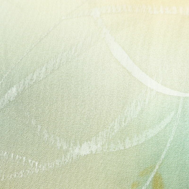 単衣 小紋 一つ紋付き 正絹 木の葉・植物柄 単衣仕立て 身丈153cm 裄丈62cm リサイクル着物 着物 多色使い_画像10