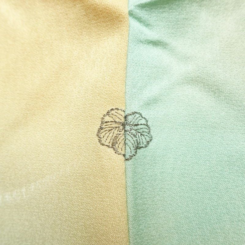 単衣 小紋 一つ紋付き 正絹 木の葉・植物柄 単衣仕立て 身丈153cm 裄丈62cm リサイクル着物 着物 多色使い_画像13