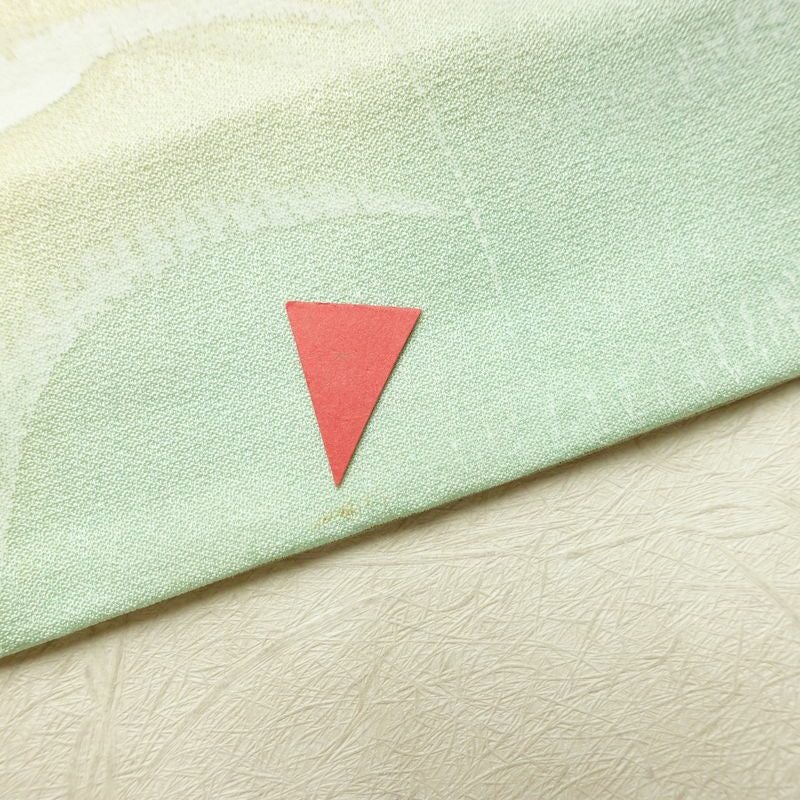 単衣 小紋 一つ紋付き 正絹 木の葉・植物柄 単衣仕立て 身丈153cm 裄丈62cm リサイクル着物 着物 多色使い_画像15