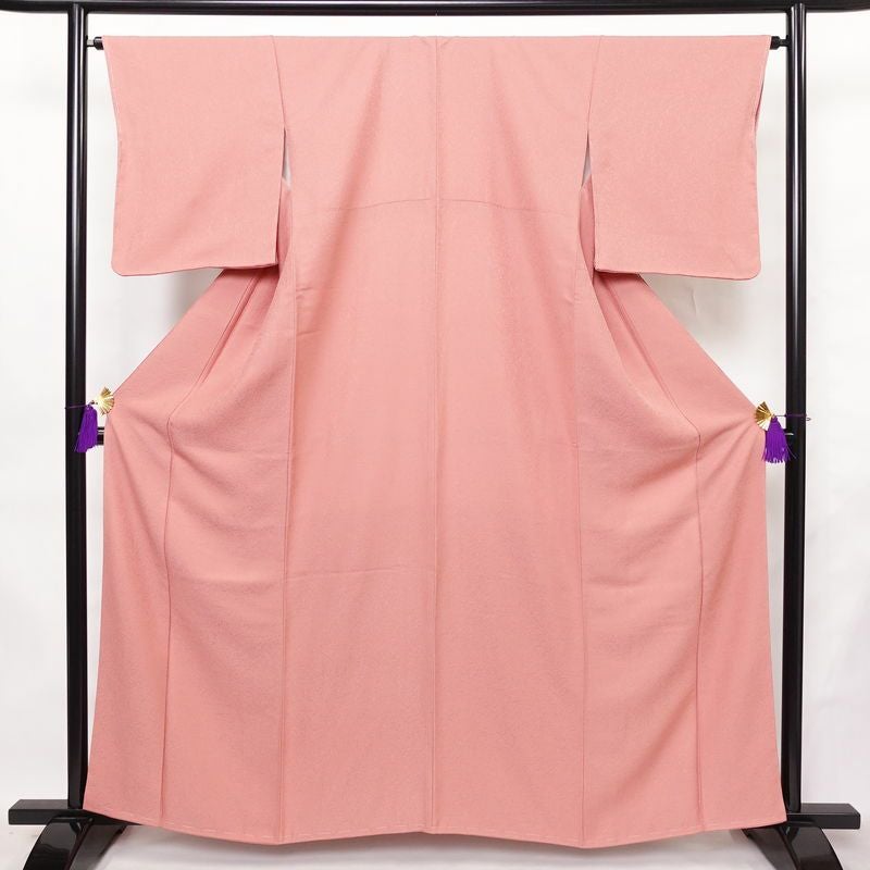 色無地 美品 しつけ糸付き 正絹 その他の柄 袷仕立て 身丈160.5cm 裄丈64.5cm リサイクル着物 着物 お茶会 フォーマル ピンク_画像1