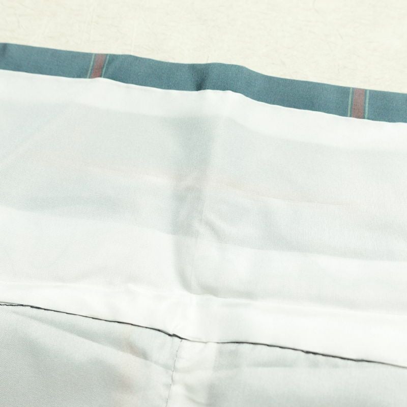 紬 アンサンブル 良品 しつけ糸付き セット品 正絹 チェック・格子柄 袷仕立て 身丈165cm 裄丈66cm リサイクル着物 着物 青・紺_画像17