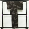 紬 しつけ糸付き 正絹 風景柄 袷仕立て 身丈154.5cm 裄丈62cm リサイクル着物 着物 モダン 茶_画像2