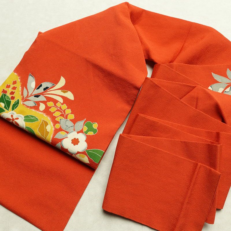 名古屋帯 太鼓柄 縮緬 正絹 花柄 名古屋仕立て なごや帯 リサイクル帯 帯 赤・朱_画像18