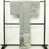 訪問着 美品 落款入り 正絹 風景柄 袷仕立て 身丈159cm 裄丈67cm リサイクル着物 着物 箔 共八掛 銀彩 卒業式 フォーマル グレー_画像2