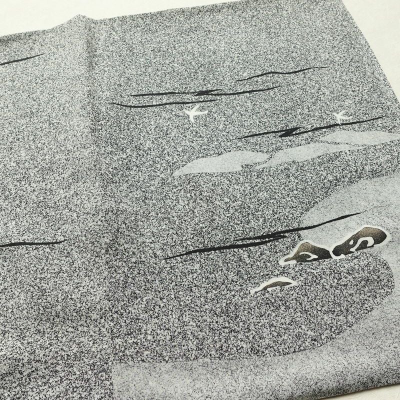 訪問着 美品 落款入り 正絹 風景柄 袷仕立て 身丈159cm 裄丈67cm リサイクル着物 着物 箔 共八掛 銀彩 卒業式 フォーマル グレー_画像15