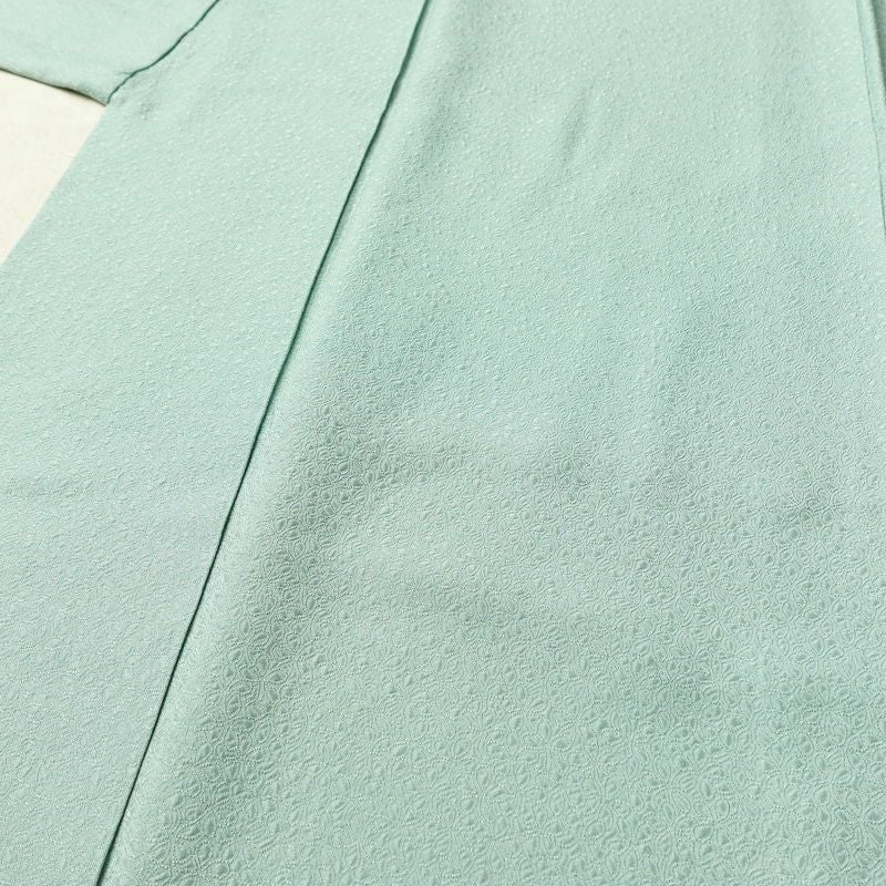 色無地 一つ紋付き 寿光織 伝統工芸茶染 正絹 花柄 袷仕立て 身丈163.5cm 裄丈68cm リサイクル着物 着物 お茶会 フォーマル 緑・うぐいす色_画像5