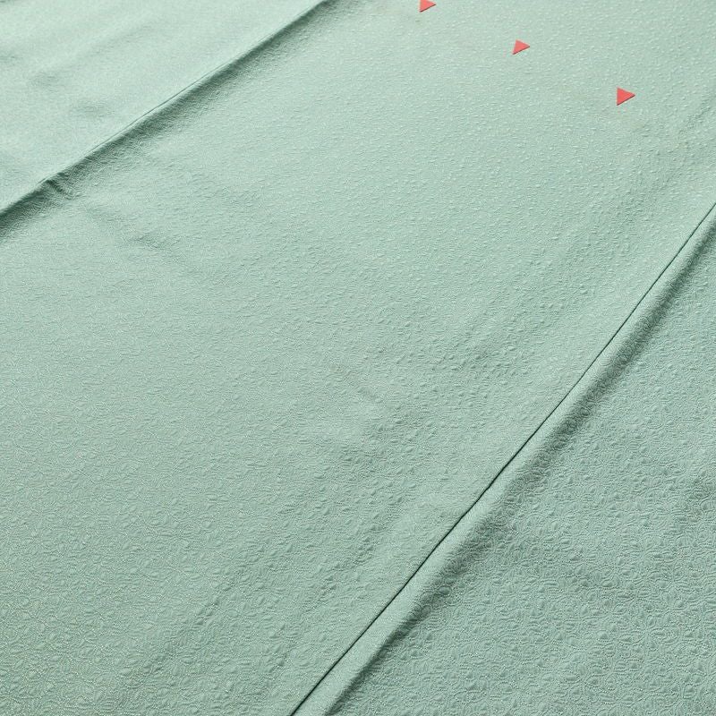 色無地 一つ紋付き 寿光織 伝統工芸茶染 正絹 花柄 袷仕立て 身丈163.5cm 裄丈68cm リサイクル着物 着物 お茶会 フォーマル 緑・うぐいす色_画像10