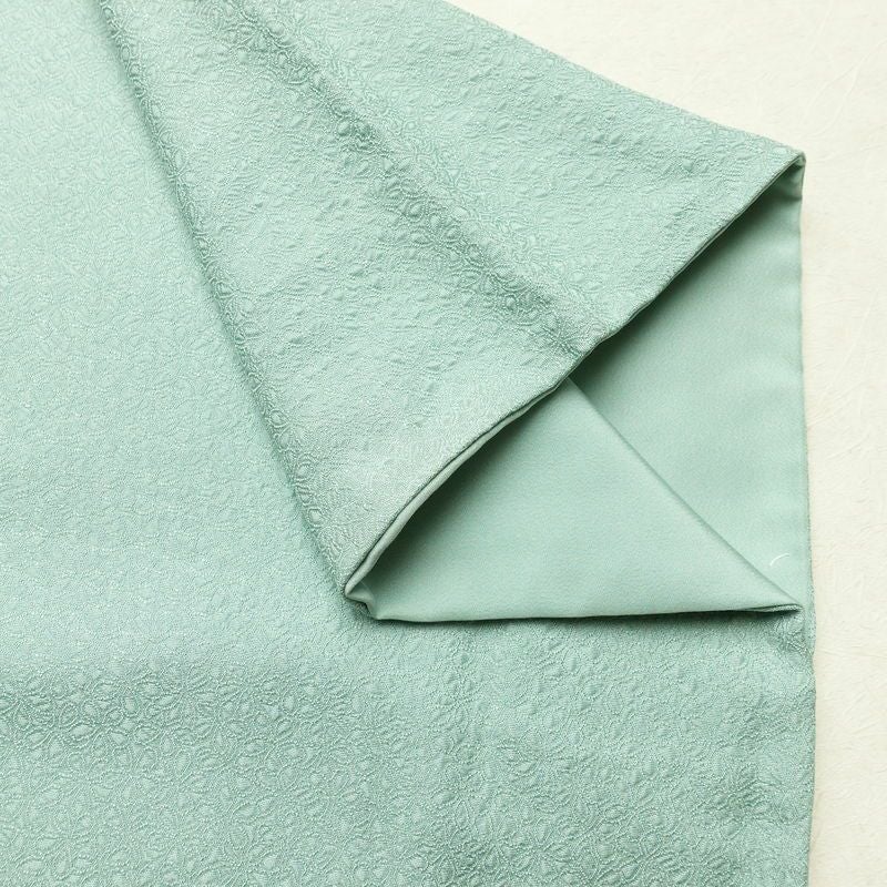 色無地 一つ紋付き 寿光織 伝統工芸茶染 正絹 花柄 袷仕立て 身丈163.5cm 裄丈68cm リサイクル着物 着物 お茶会 フォーマル 緑・うぐいす色_画像15