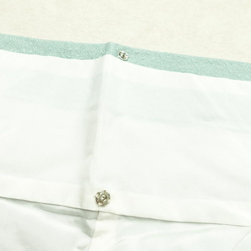 色無地 一つ紋付き 寿光織 伝統工芸茶染 正絹 花柄 袷仕立て 身丈163.5cm 裄丈68cm リサイクル着物 着物 お茶会 フォーマル 緑・うぐいす色_画像20