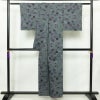 紬 しつけ糸付き 正絹 花柄 袷仕立て 身丈154cm 裄丈65.5cm リサイクル着物 着物 青・紺_画像2