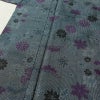 紬 しつけ糸付き 正絹 花柄 袷仕立て 身丈154cm 裄丈65.5cm リサイクル着物 着物 青・紺_画像5