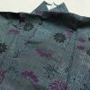 紬 しつけ糸付き 正絹 花柄 袷仕立て 身丈154cm 裄丈65.5cm リサイクル着物 着物 青・紺_画像14
