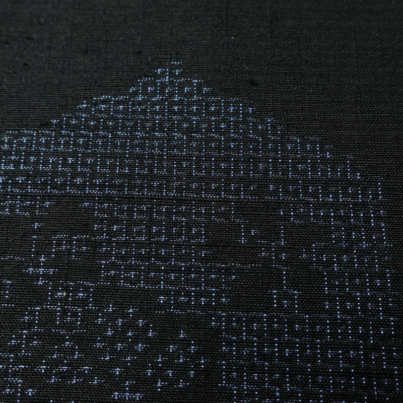 結城紬 本場真綿結城紬 百山亀甲 証紙あり 正絹 亀甲柄 袷仕立て 身丈160cm 裄丈63.5cm リサイクル着物 着物 洒落 黒_画像7