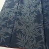 紬 正絹 木の葉・植物柄 袷仕立て 身丈157cm 裄丈65cm リサイクル着物 着物 青・紺_画像4
