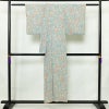 小紋 縮緬 総柄 正絹 花柄 袷仕立て 身丈149.5cm 裄丈63cm リサイクル着物 着物 青・紺_画像2