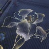 付け下げ 一つ紋付き 正絹 花柄 袷仕立て 身丈152.5cm 裄丈64.5cm リサイクル着物 着物 箔 金彩 フォーマル 青・紺_画像7