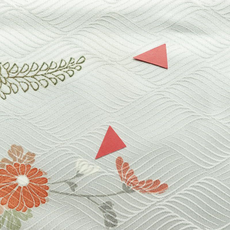 単衣 訪問着 ポリエステル 古典柄 単衣仕立て 身丈163cm 裄丈66.5cm リサイクル着物 着物 フォーマル グレー_画像13