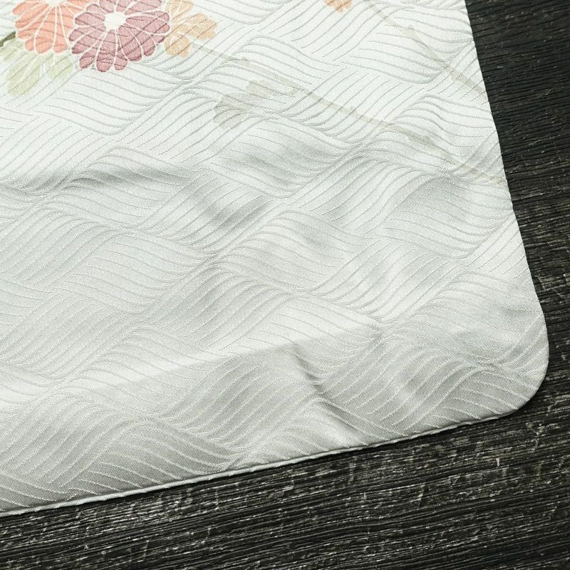 単衣 訪問着 ポリエステル 古典柄 単衣仕立て 身丈163cm 裄丈66.5cm リサイクル着物 着物 フォーマル グレー_画像17