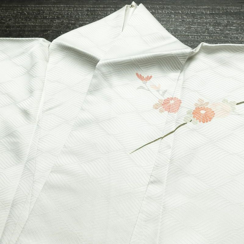 単衣 訪問着 ポリエステル 古典柄 単衣仕立て 身丈163cm 裄丈66.5cm リサイクル着物 着物 フォーマル グレー_画像18