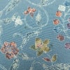 小紋 縮緬 総柄 正絹 花柄 袷仕立て 身丈156.5cm 裄丈63cm リサイクル着物 着物 くすみブルー 青・紺_画像10