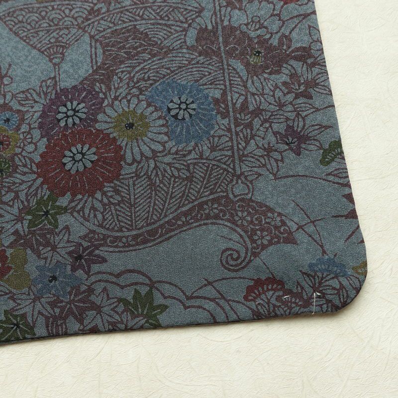小紋 良品 しつけ糸付き 正絹 花柄 袷仕立て 身丈158.5cm 裄丈63.5cm リサイクル着物 着物 青・紺_画像17