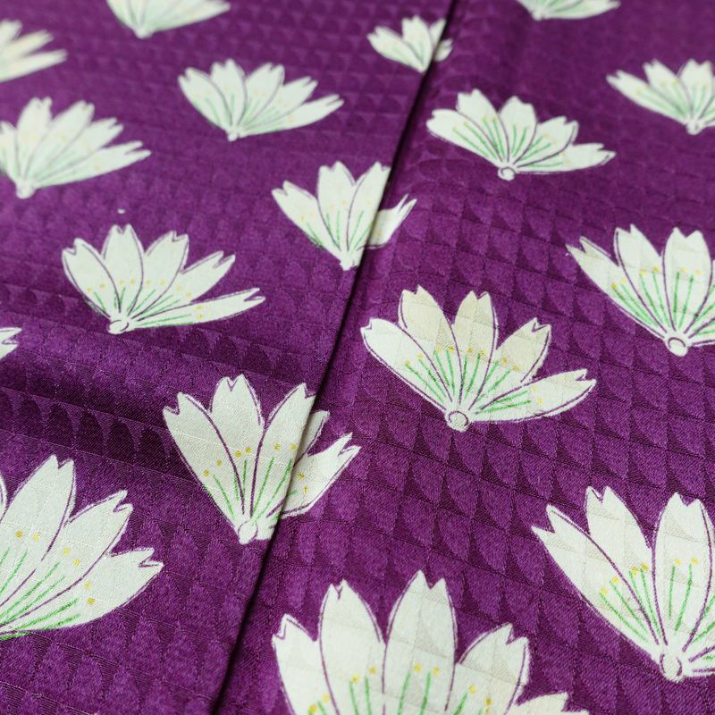 小紋 付下小紋 正絹 花柄 袷仕立て 身丈160cm 裄丈64.5cm リサイクル着物 着物 紫・藤色_画像9