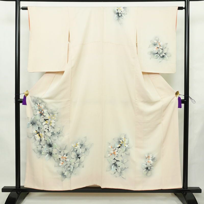 付け下げ 正絹 木の葉・植物柄 袷仕立て 身丈154.5cm 裄丈62cm リサイクル着物 着物 入学式 卒業式 七五三 お宮参り フォーマル ピンク_画像1