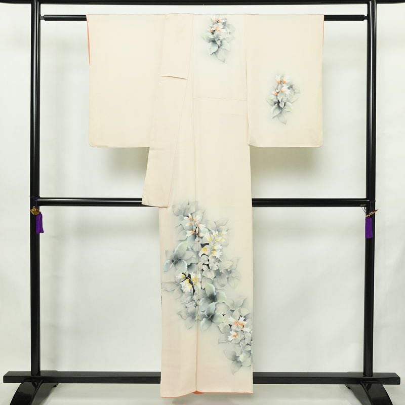 付け下げ 正絹 木の葉・植物柄 袷仕立て 身丈154.5cm 裄丈62cm リサイクル着物 着物 入学式 卒業式 七五三 お宮参り フォーマル ピンク_画像2