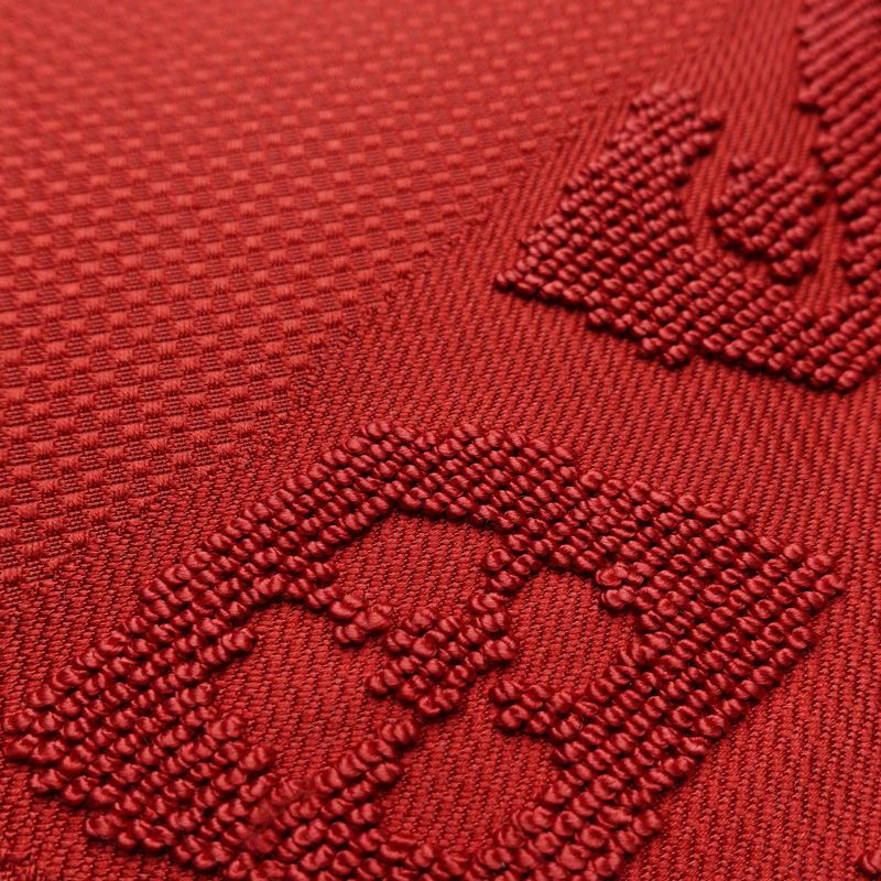 名古屋帯 太鼓柄 良品 正絹 幾何学柄・抽象柄 名古屋仕立て なごや帯 リサイクル帯 帯 シンプル 赤・朱_画像7