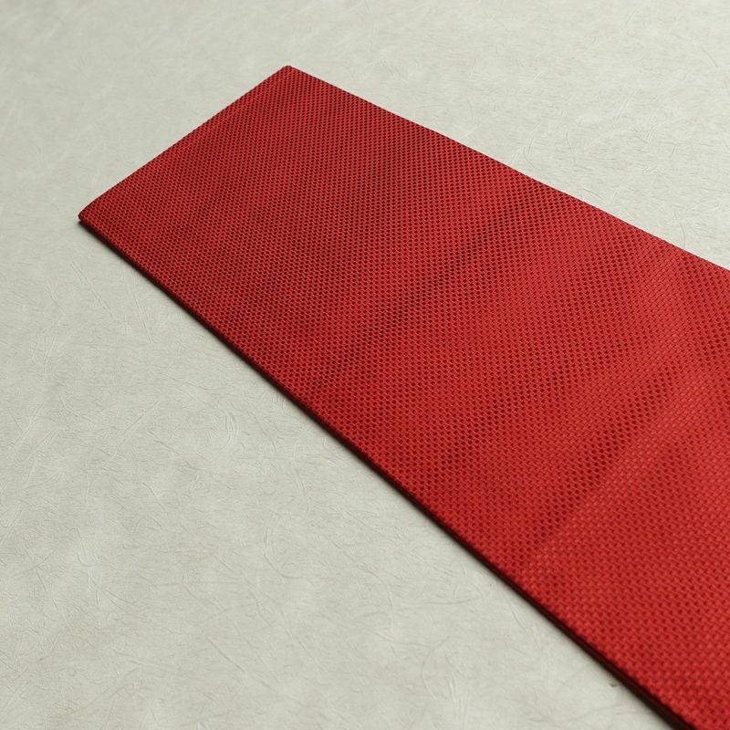 名古屋帯 太鼓柄 良品 正絹 幾何学柄・抽象柄 名古屋仕立て なごや帯 リサイクル帯 帯 シンプル 赤・朱_画像16