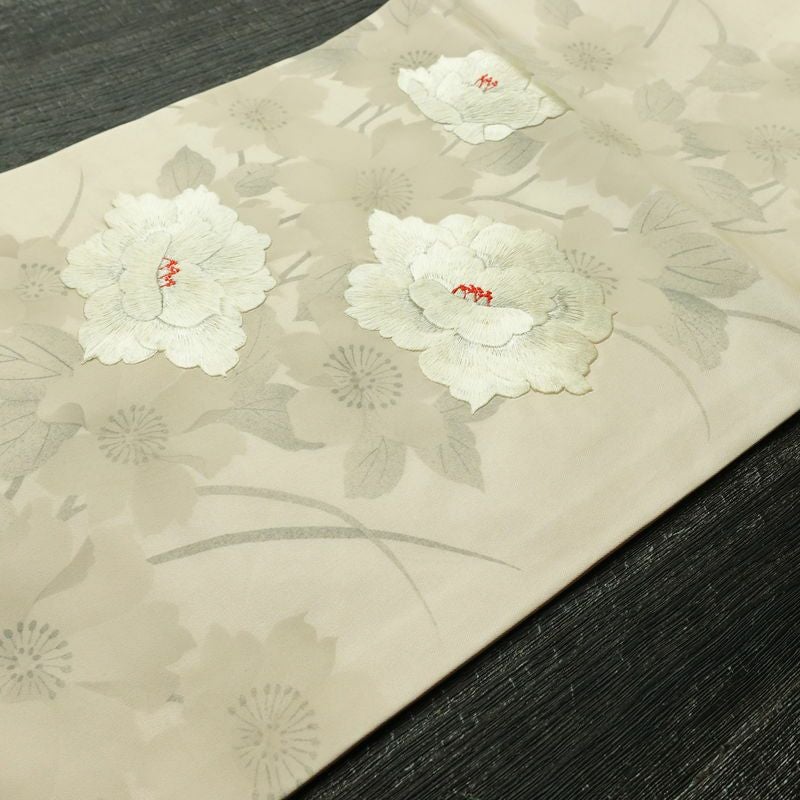 名古屋帯 太鼓柄 正絹 花柄 名古屋仕立て なごや帯 リサイクル帯 帯 刺繍 ピンク_画像12