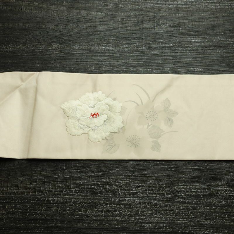 名古屋帯 太鼓柄 正絹 花柄 名古屋仕立て なごや帯 リサイクル帯 帯 刺繍 ピンク_画像15