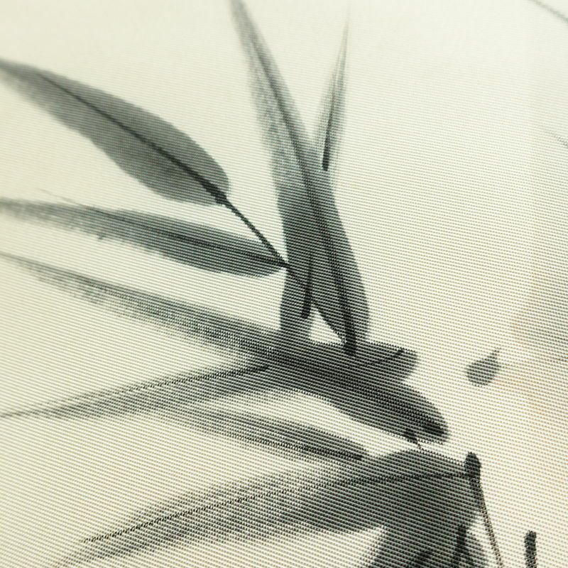 名古屋帯 太鼓柄 落款入り 正絹 木の葉・植物柄 名古屋仕立て なごや帯 リサイクル帯 帯 白_画像6